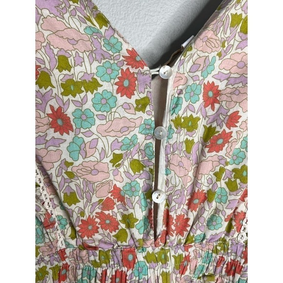 Love the Label Ines Floral Tiered Ruffle Mini Dress Cream Women's Size Medium - Picture 7 of 12